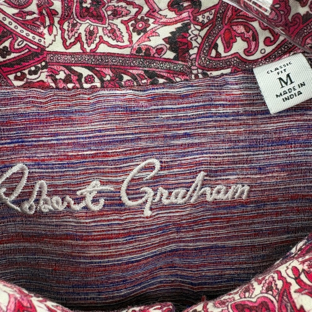 Robert Graham Button Up Shirt Mens Medium Purple Damask Paisley Long Sleeve - Picture 6 of 11